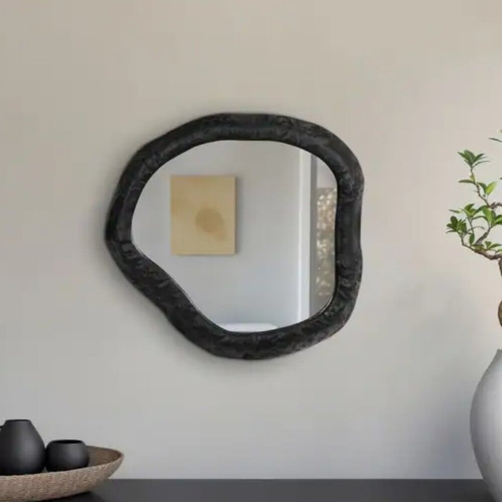 14" Hammered Outlined Mirror, Matte Black from India NWT Sagebrook Home (W4499)